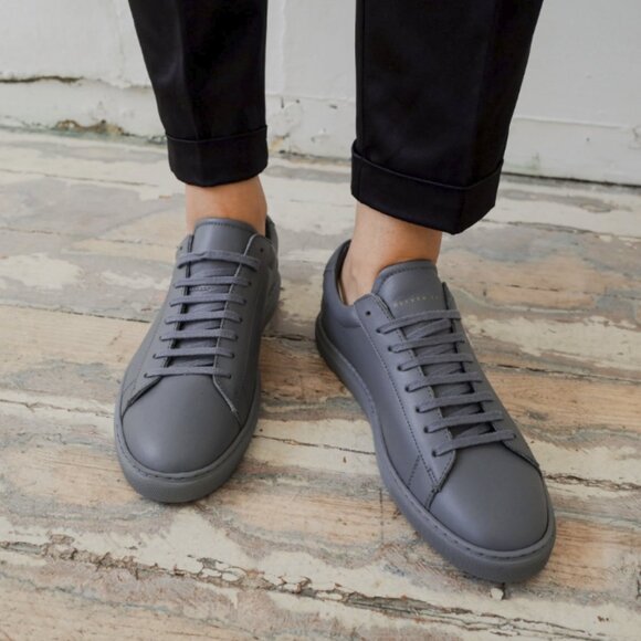 NEW Oliver Cabell Charcoal/Grey Italian Low 1 Leather  Sneaker Shoe US 14 EU 47 - Picture 1 of 14